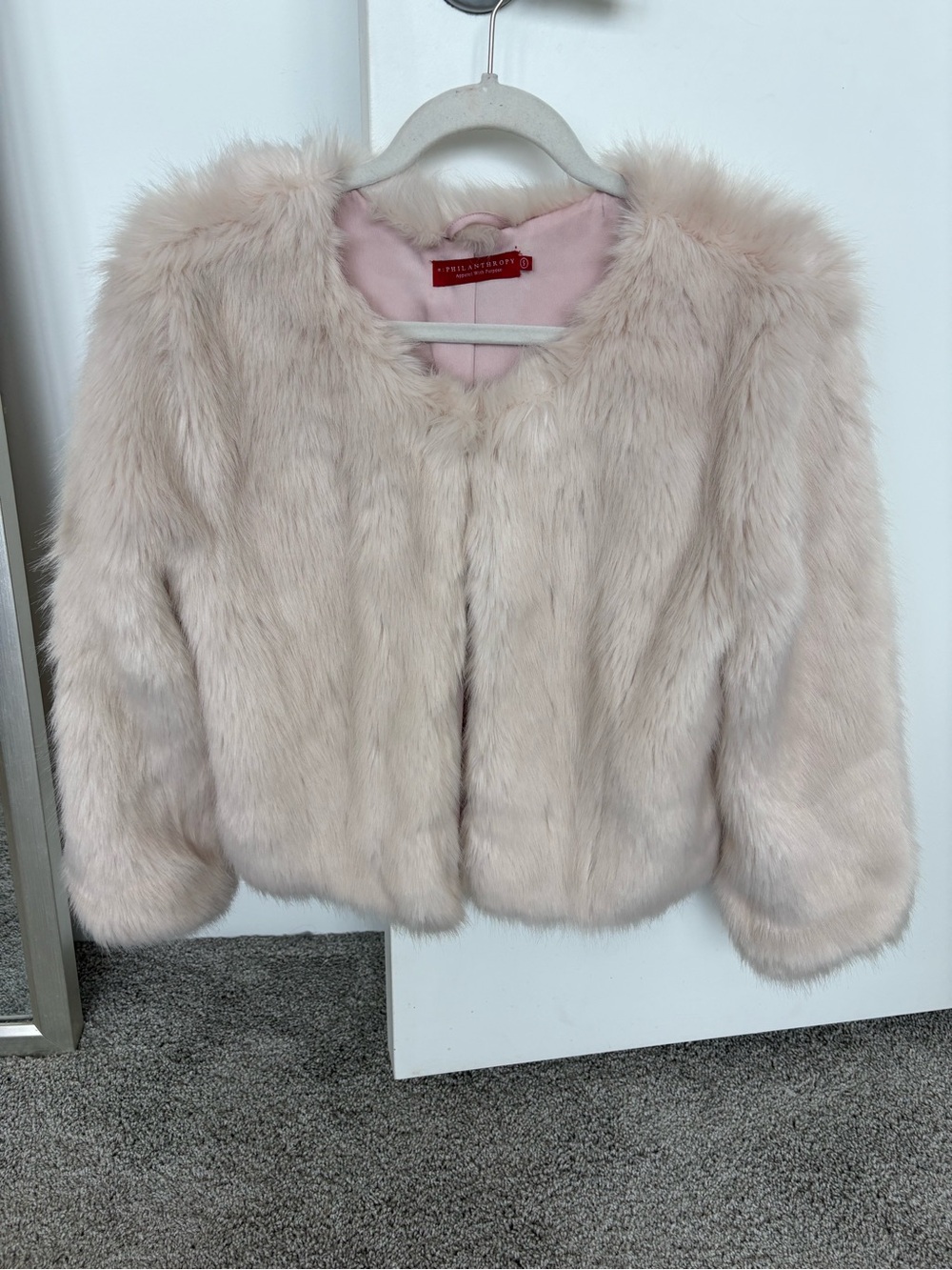 n:PHILANTHROPY faux fur $246 open-front cropped jacket sz S